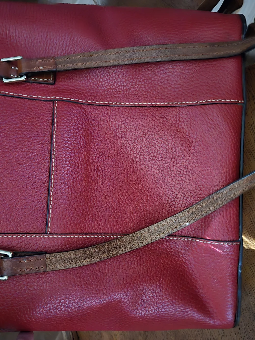 Dooney & Bourke Red Pebbled Leather Zip Wallet And Purse